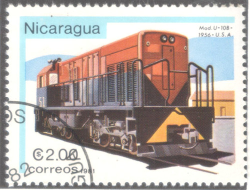 stamp disiel locomotive NIcaragua 1982