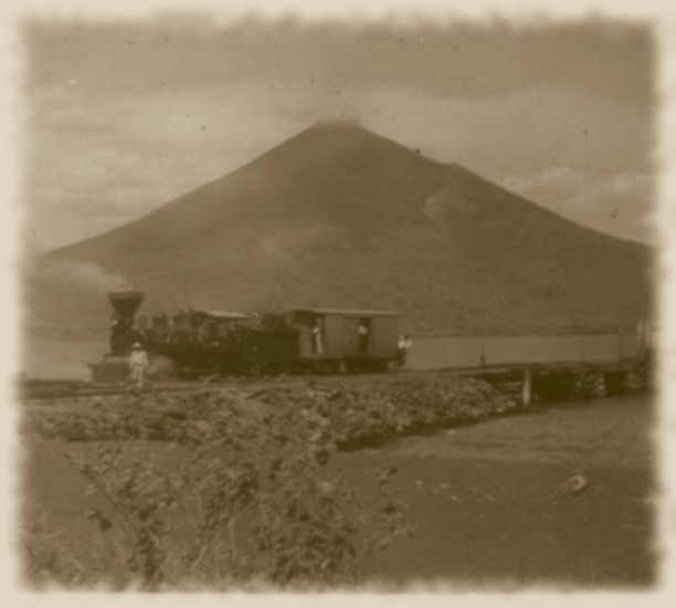 Locomotive at Momotobo pier, Nicaragua year 1890's