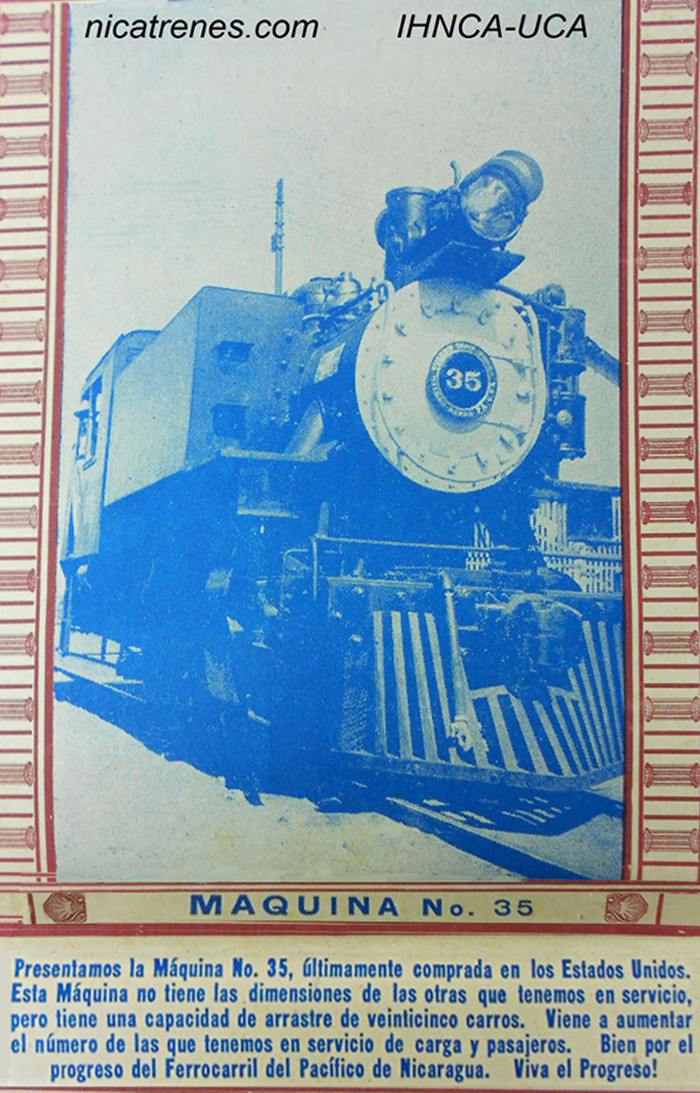 Locomotor # 35 new,  pic from April 1953 ferrocarril del pacifico calender