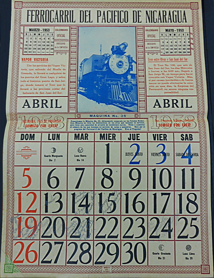 Locomotor # 35 new,  pic from April 1953 ferrocarril del pacifico calender whole