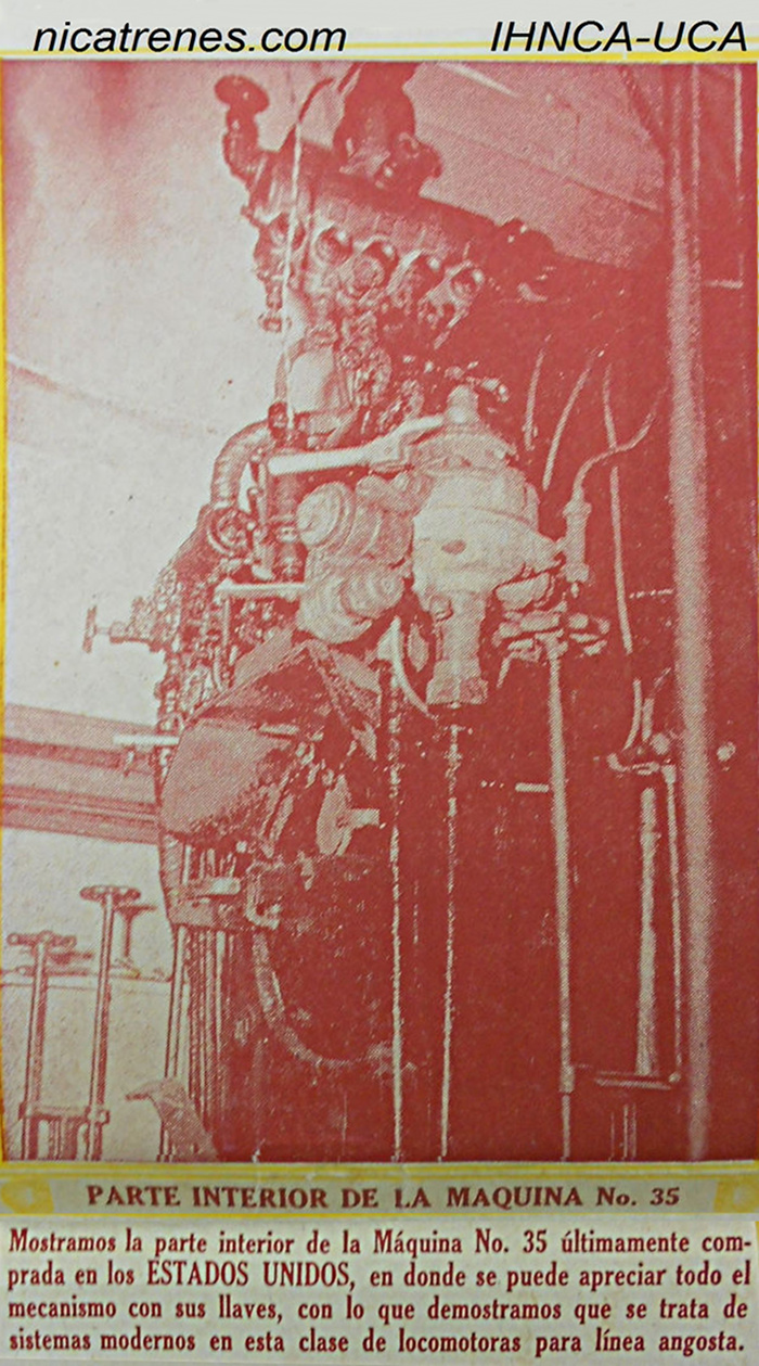 intrior of steam locomotive No.35 from 1953 Ferrocarril del Pacifico calender