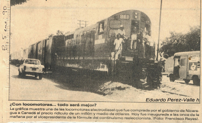 Locomotive No.905 Nicaragua year 1990  newspaper photo