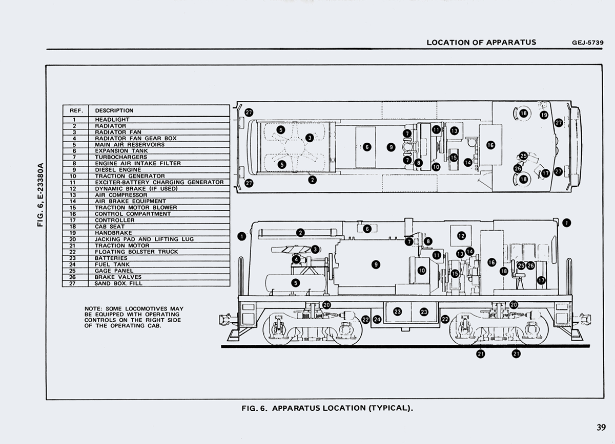 GE U10B Locomotive drawing