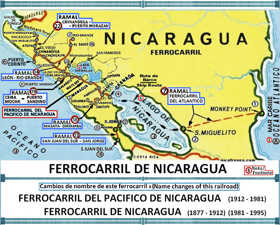 Map Ferrocarril de de Nicaragua nicatrenes dot com