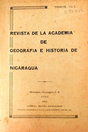 cover; revista de la academia de geografia e historia de nicaragua 1947