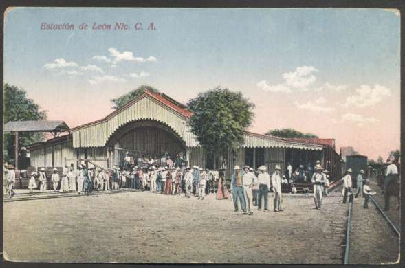 Railway station Leon, Nicaragua - early post card