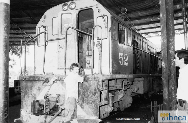 working on locomotive No.52 Nicaragua Railroad 1988