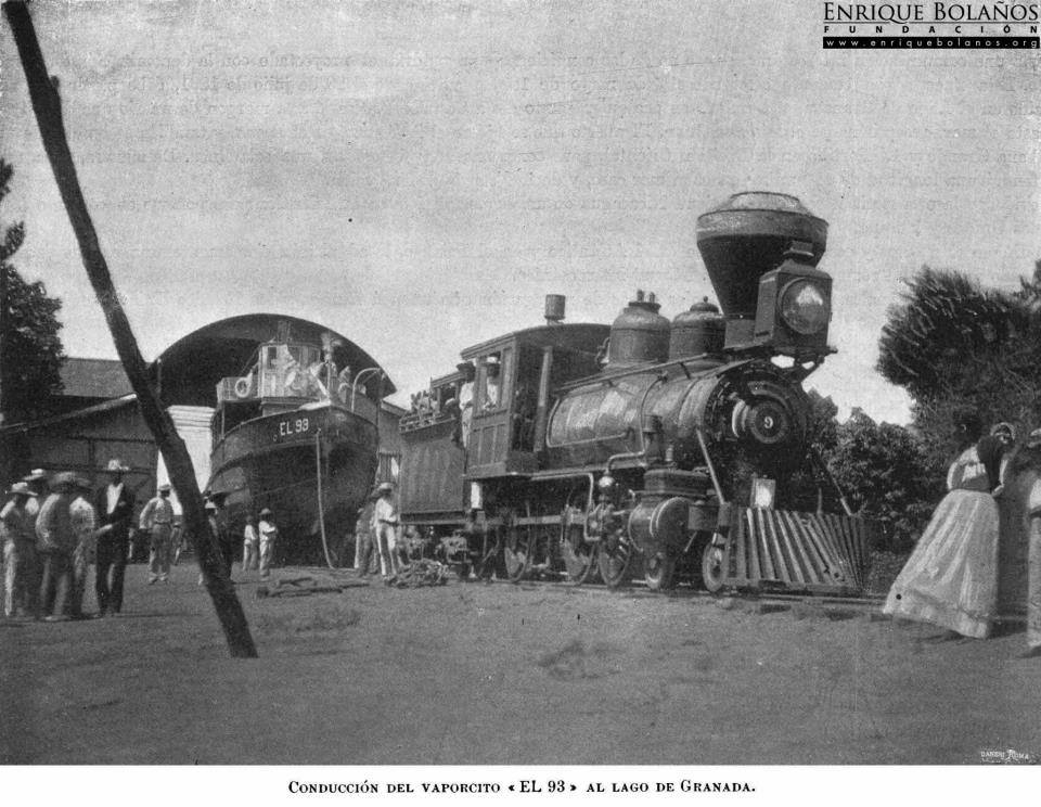 Locomotive Num. 9 pulling a boat (EL 93)