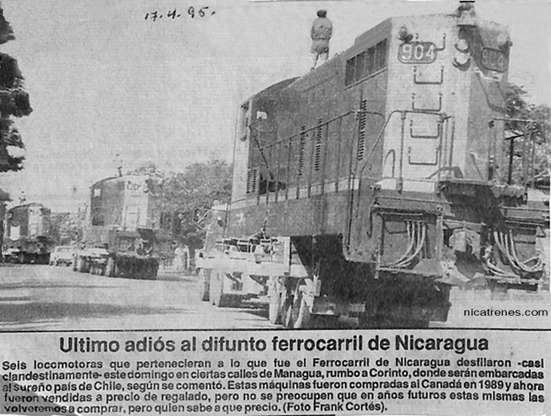 Nicaragua locomotive No.904 being shipped to Chile